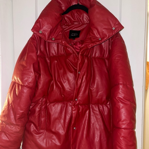 NWOT Anthropologie AVEC LES FILLES Womens L Faux Leather Puffer Coat - Picture 10 of 16